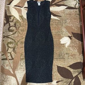 Black Clubbing Bodycon Sparkly Midi Dress in XS.